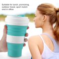 thumbnail image 4 of Foldable Portable Lightweight Silicone Cup with Cover for Water Coffee(Dark Green), 4 of 14