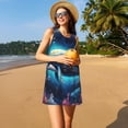 thumbnail image 3 of Naloa Vintage Colorful Patterned Dolphin Print Women's Summer Spring Casual Beach Sundress,Vacation Sleeveless Tank Crewneck Loose Dresses, 3 of 7