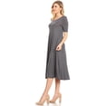 thumbnail image 4 of MOA COLLECTION Women's Solid Casual Comfy Short Sleeve Jersey Knit A-Line Midi Dress, 4 of 6