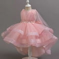thumbnail image 2 of Hinvhai Girl Sequin Trailing Bow Fluffy Pageant Party Wedding Flower Girl Dress-Toddler formal Dresses Pink 9 Years, 2 of 9