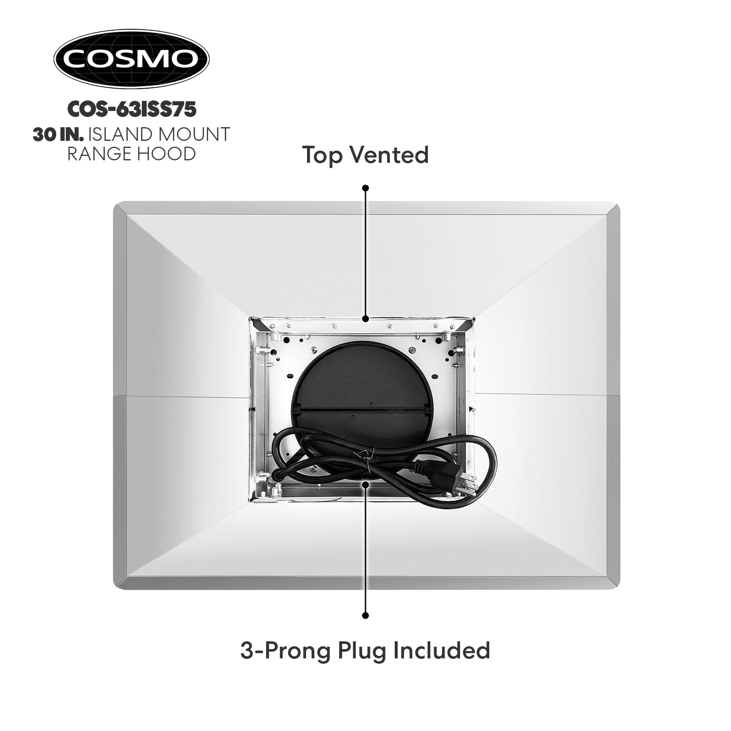 30 in. Lumin Collection Ductless Island Range Hood, Soft Touch Controls, LED Lights, Stainless Steel