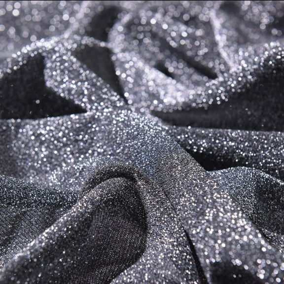 XmhyTop-A Glitter Fabric 1 Piece 100*150cm Shimmery Costume Fabric Soft Gauze Material, Ideal for Dresses Stage Outfits Easy to Cut & Sew, Vibrant Shine for Special Occasions,Black Silvery