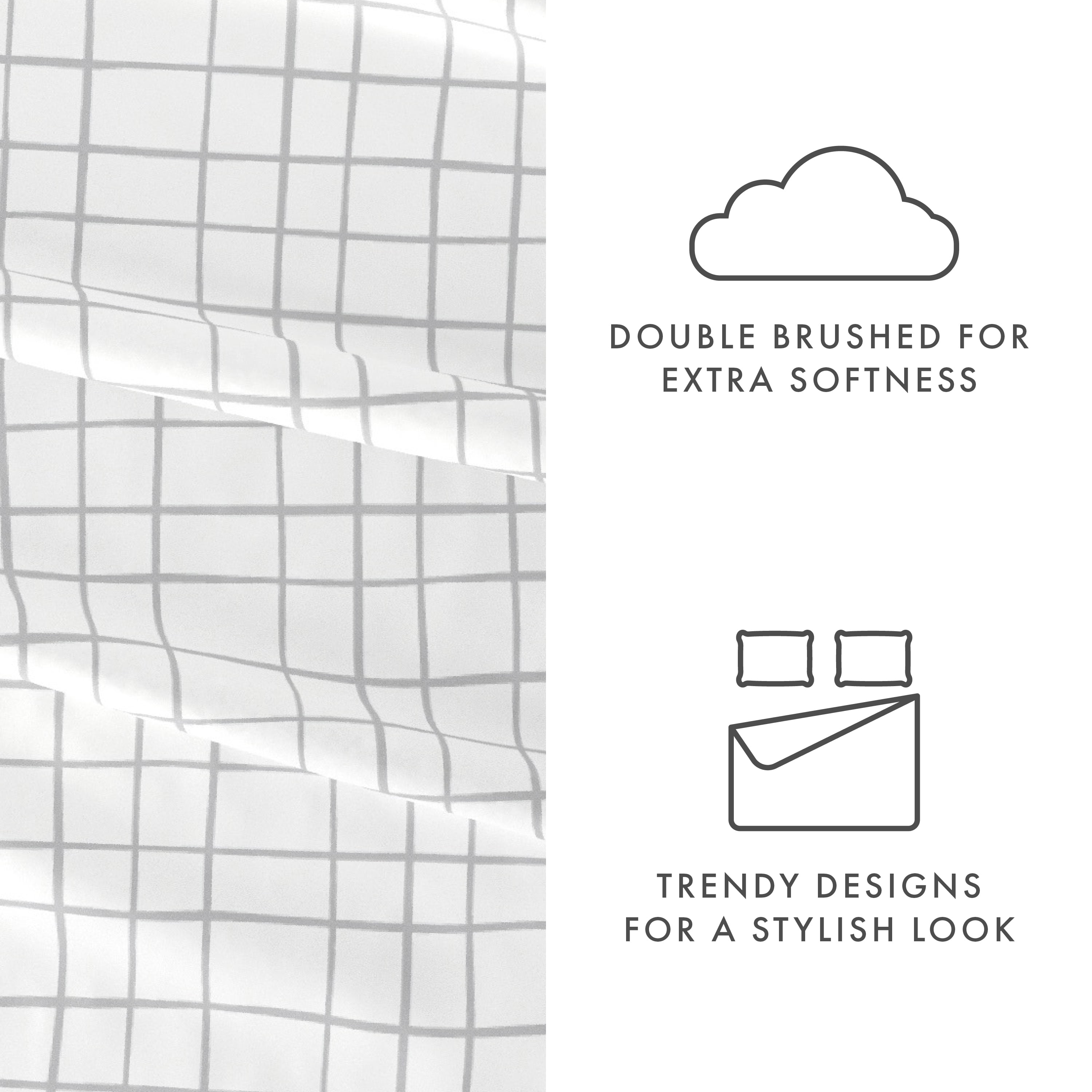 Noble Linens 4 Piece Pattern Microfiber Bed Sheets Set, Light Gray Crossroad, California King
