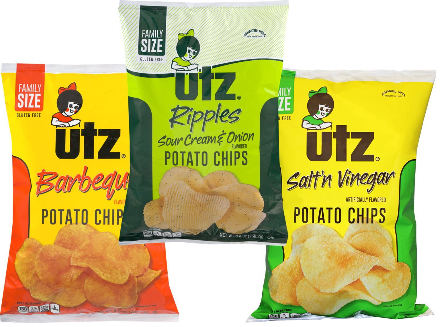 Utz Original No Salt Added Potato Chips - Family Size - 14ct