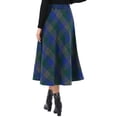 thumbnail image 3 of INSPIRE CHIC Women's Vintage Plaid High Waist A-Line Long Maxi Skirt with Pockets XL Blue, 3 of 6