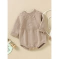 thumbnail image 2 of Infant Baby Boys Girls Fall Knitting Jumpsuit Solid Color Jacquard Round Neck Long Sleeve Romper, 2 of 6