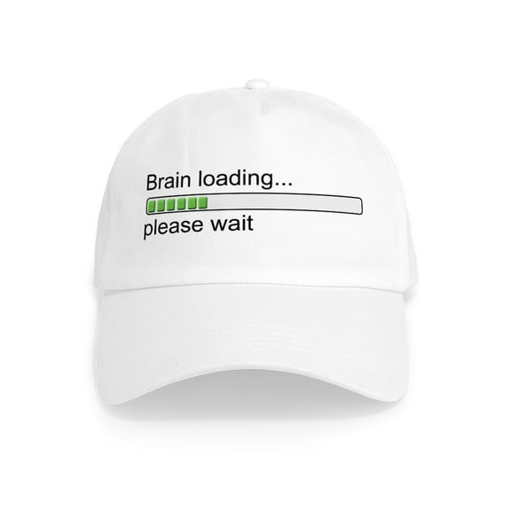 CafePress - Brain Loading, Please Wait Cap - Adjustable 100% Brushed Unisex Casual Cotton Baseball Cap, Beige, 1