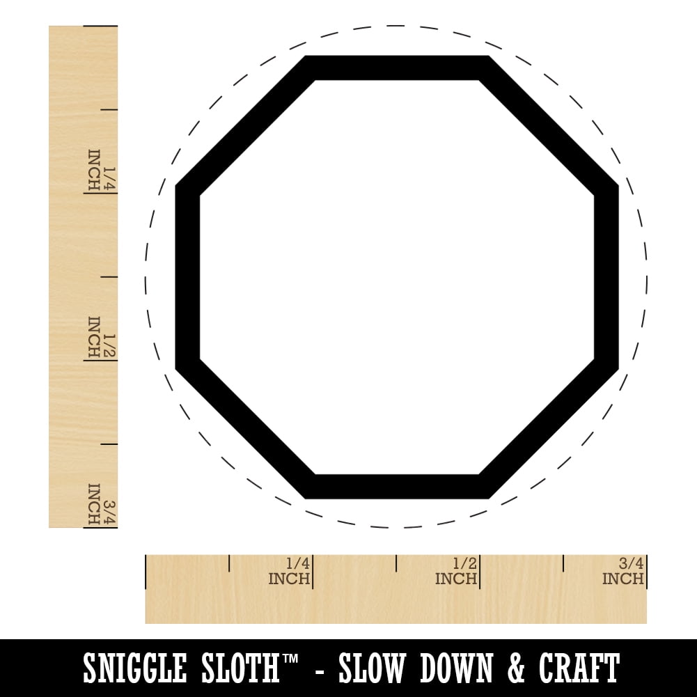 Octagon Border Outline Self-Inking Rubber Stamp Ink Stamper - Fuchsia Ink - Small 3/4 Inch
