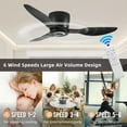 thumbnail image 4 of 42" Flush Mount Ceiling Fan without light, 3 Reversible Blades, with 6 Speeds Reversible DC Motor,Low Profile Ceiling Fan with no light for Living Room Kitchen Bedroom, 4 of 7