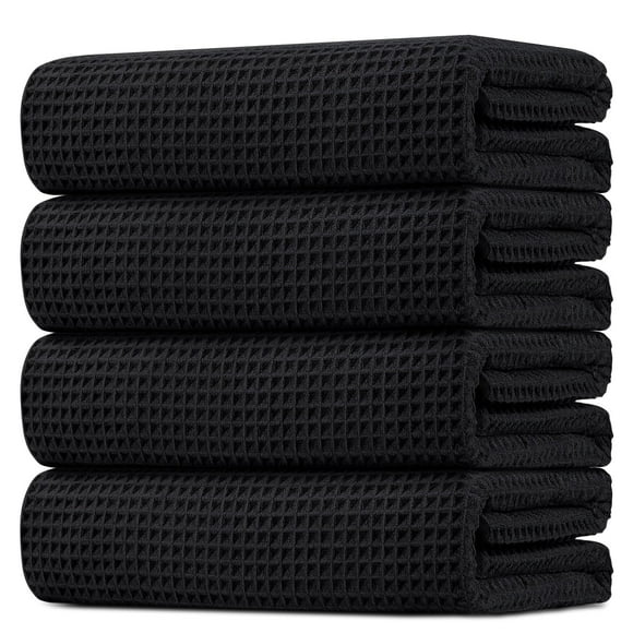 Paquete de 4 toallas de microfibra HOMEXCEL, 69 x 137 cm, color negro