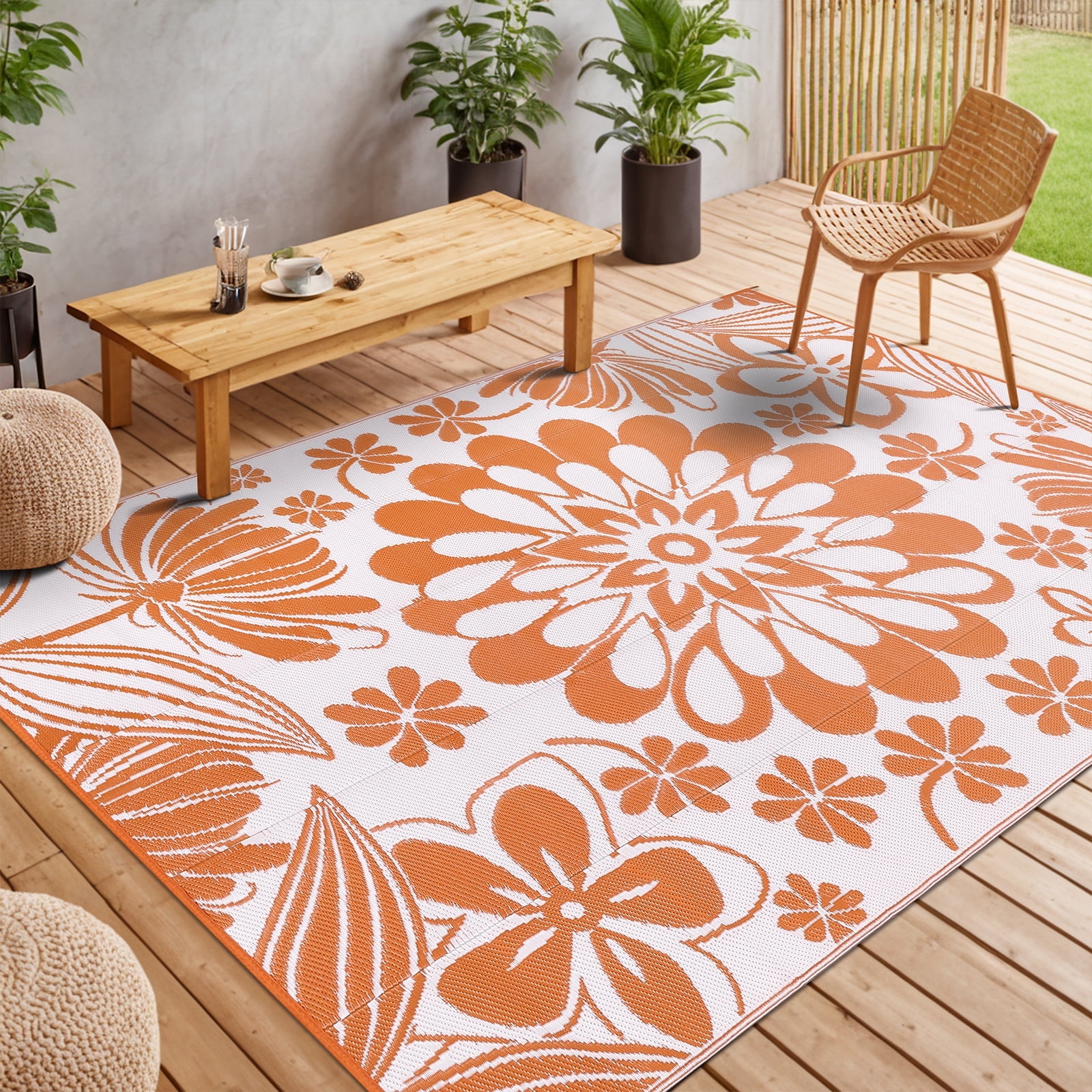 LOKHOM Outdoor Rug 8'x10' for Patios Waterproof Reversible Patio Mat Plastic Straw Rug Outside Area Rug Carpet for Camping RV,Porch,Deck,Balcony,Camper,Backyard