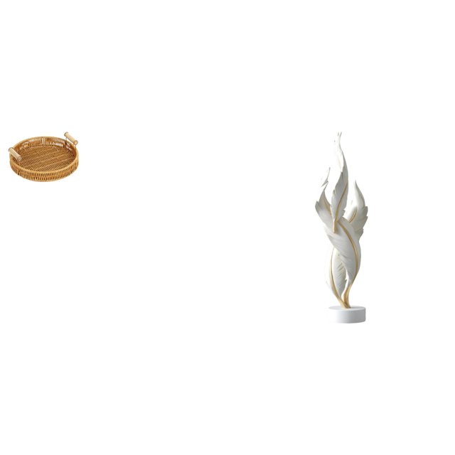 Cestas de almacenamiento,Cestas de almacenamiento de cocina tejidas con asas hechas a mano,Figura decorativa,Escultura de plumas para escritorio,oficina,decoración del hogar,Figura decorativa