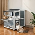 thumbnail image 3 of Uforic Two Story Outdoor Cat House, Cat Shelter Weatherproof Wooden Cat House with Balcony - Gray, 3 of 11