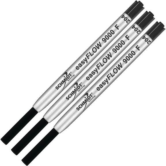 Imprinted Schmidt easyFLOW9000 Ballpoint Refill- Black Ink, Fine Tip 0.8mm - Pack of 3