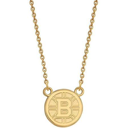 LogoArt NHL Boston Bruins 14 Karat Gold Plated Sterling Silver Small Pendant with Necklace