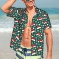 thumbnail image 3 of Fotbe Santa Hat Joy Green Festive Hawaiian Shirt for Men Unisex Summer Beach Casual Short Sleeve Cotton Linen Button Down Shirts-3X-Large, 3 of 5