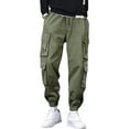 thumbnail image 2 of MRULIC jeans for men Men's Harlem Wool Cargo Pants Trousers Loose Plus Casual Add Sports Pants Pants Nine Size Men's pants Men Cargo Pants Green + XXL, 2 of 9