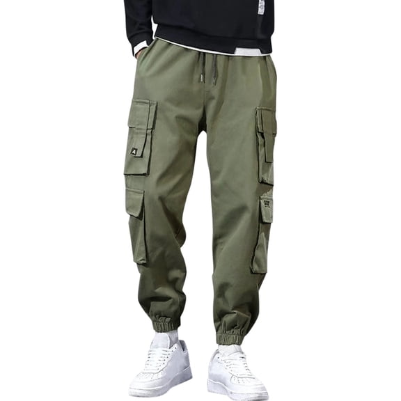 MKHSQHDG Male Pants Mens Cargo Sweatpants Heavyweight Elastic Waist Pants with Pockets Baggy Drawstring Jogger Pants Xxxl