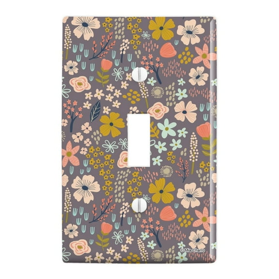 Mimi Flowers Floral Garden Plastic Wall Decor Toggle Light Switch Plate Cover