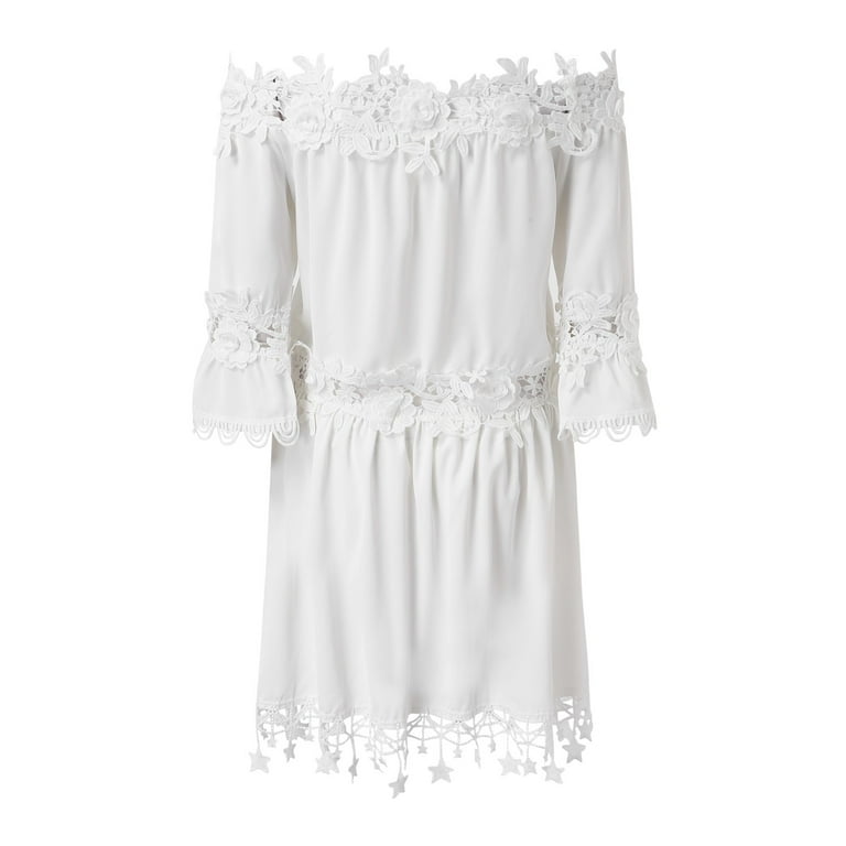 Boho For Women Casual Summer Lace Off Shoulder Dress V Neck Short Sleeve  Dress Beach Dress Swing Dress Fashion Slim Lace Up Midi Dress Wrap Dresses  Summer Mature Womens Dresses Summer Dresses