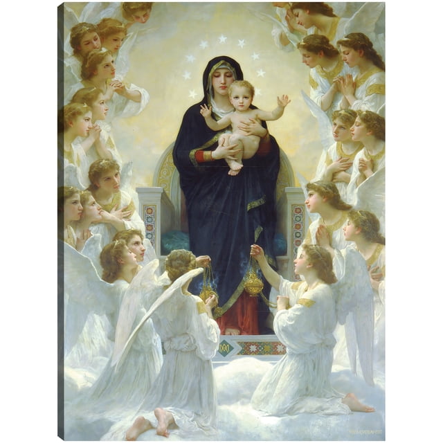 Cuadro Decorativo - La Virgen con los ángeles (1900) Jr Impresión en canvas, estrechado.