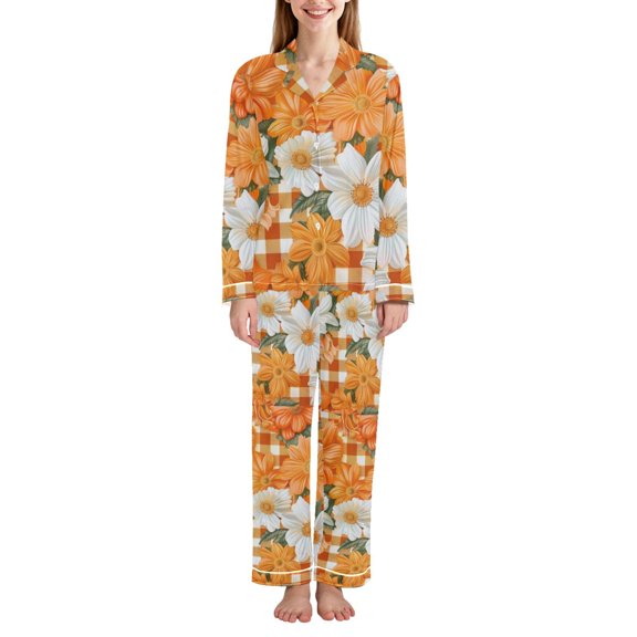 FORMRS Womens Pajama Set Long Sleeve Top and Pants with Pockets Soft Comfy Lounge Sleepwear, Sizes S-2XL, Sunny Floral