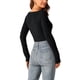 thumbnail image 3 of INSPIRAR CHIC Suéter de Cuerpo de Manga Larga con Cuello Cuadrado para Mujeres Otoño Invierno Blusa Casual Tops L Negro, 3 of 5