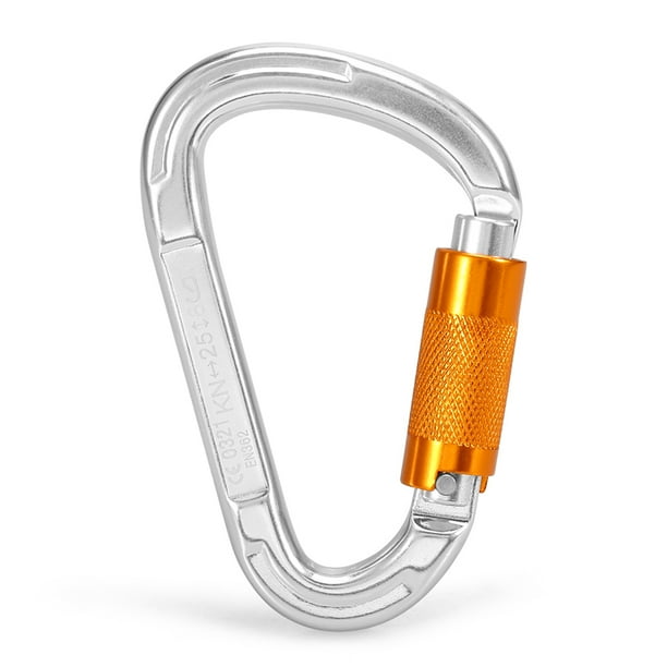 Mosquetón 25KN Twist Locking Gate Carabiner Certified Auto Lock Carabiner Al aire libre D-ring Hebil CACAGOO Mosquetón
