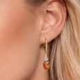 thumbnail image 3 of Gem Stone King 18K Yellow Gold Plated Silver Twilight Orange Mystic Quartz and White Lab Grown Diamond Dangle Earrings for Women (4.17 Cttw, Oval 9X7MM), 3 of 6