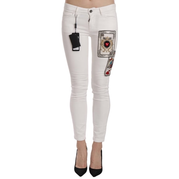 Dolce Gabbana Queen Of Hearts Crystal Skinny Jeans