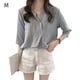 thumbnail image 1 of Qarigey Camisa a rayas Mujer Blusa de verano Cuello Suelta Top casual Prendas para la parte del cuerpo Azul claro METRO, 1 of 8