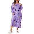 thumbnail image 2 of DARING DIVA Women's Plus Size Floral Long Sleeve Casual Nightgowns 1X Light Purple, 2 of 6