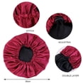 thumbnail image 2 of Women Flat Adjusting Button Adjustable Night Hat Round Headwear Haircare Ceremony Satin Hair Cap PURPLE, 2 of 7