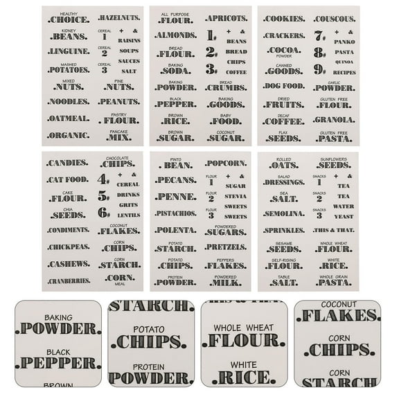 MEIBUTYUP 6Pcs Black Natural Paper Kitchen Food Marked Labels Transparent Adhesive Stickers