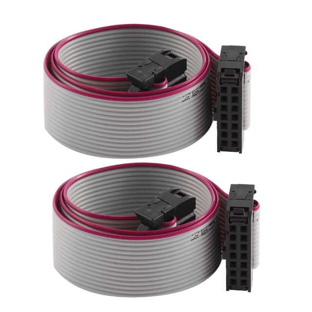 2 Pcs FC-14P IDC 14-Pin F/F Cable de extensión de datos de disco duro, conector de cable plano de cinta de 30 cm de longitud para placa base