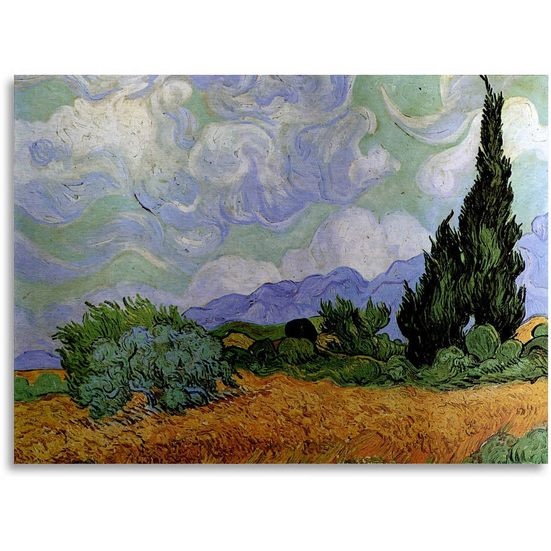 Trademark Fine Art "Wheatfield" Brushed Aluminum Wall Art Art by Vincent van Gogh 16x22