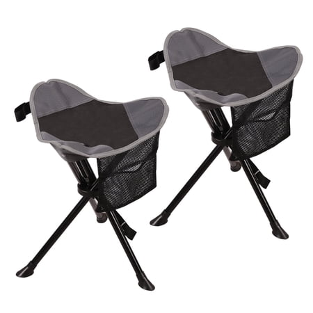 REDCAMP Portable Tripod Stool for Camping Hiking Sports - 2 Pack Lightweight Foldable Camp Seat 600D Oxford Black