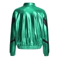 thumbnail image 2 of YONGHS Kids Girls Metallic Bomber Jacket Coat Zipper Hip Hop Jazz Modern Dance Top Outerwear Green 12, 2 of 7