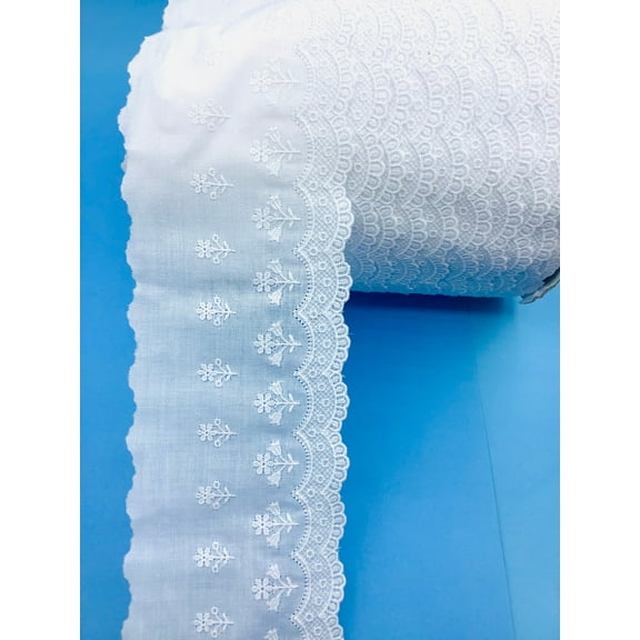 White 3-1/2" Double Flower Embroidered Edge with Fine Pin Holes