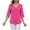 Hot Pink, variant on Womens Chiffon Pleated Blouse Mid Sleeve V Neck Ruffle Detail Loose Fit Top