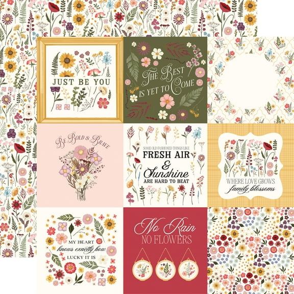 Pressed Floral Double-Sided Cardstock 12"x12"-4X4 Journaling Cards