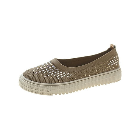 

Fsqjgq Shoe Women Casual Sandals Women for Gym Walking Shoes Slip On Lightweight Ladies Knitting Mesh Fabric Upper Low Top Women Flat Casual Shoes Womens Dressy Wedges Size 7 Khaki 38