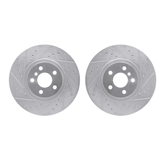 Dynamic Friction Company Front Brake Rotors-Drilled and Slotted-Silver 7002-31007