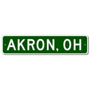 Akron Ohio Metal Wall Decor City Limit Sign SIZE: 4 x 16 Inches