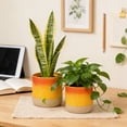 thumbnail image 4 of Ceramic Plant Pots 5" & 6" , Set of 2 in Orange and Red, Indoor Flower Pots with Drainage Hole for Succulents, Herbs, Home Decor, 4 of 7