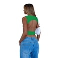 thumbnail image 4 of Womens Summer Tank Tops Sleeveless Crewneck Knit Slim Fitted Side Ruched Casual Basic Shirt Green M, 4 of 8