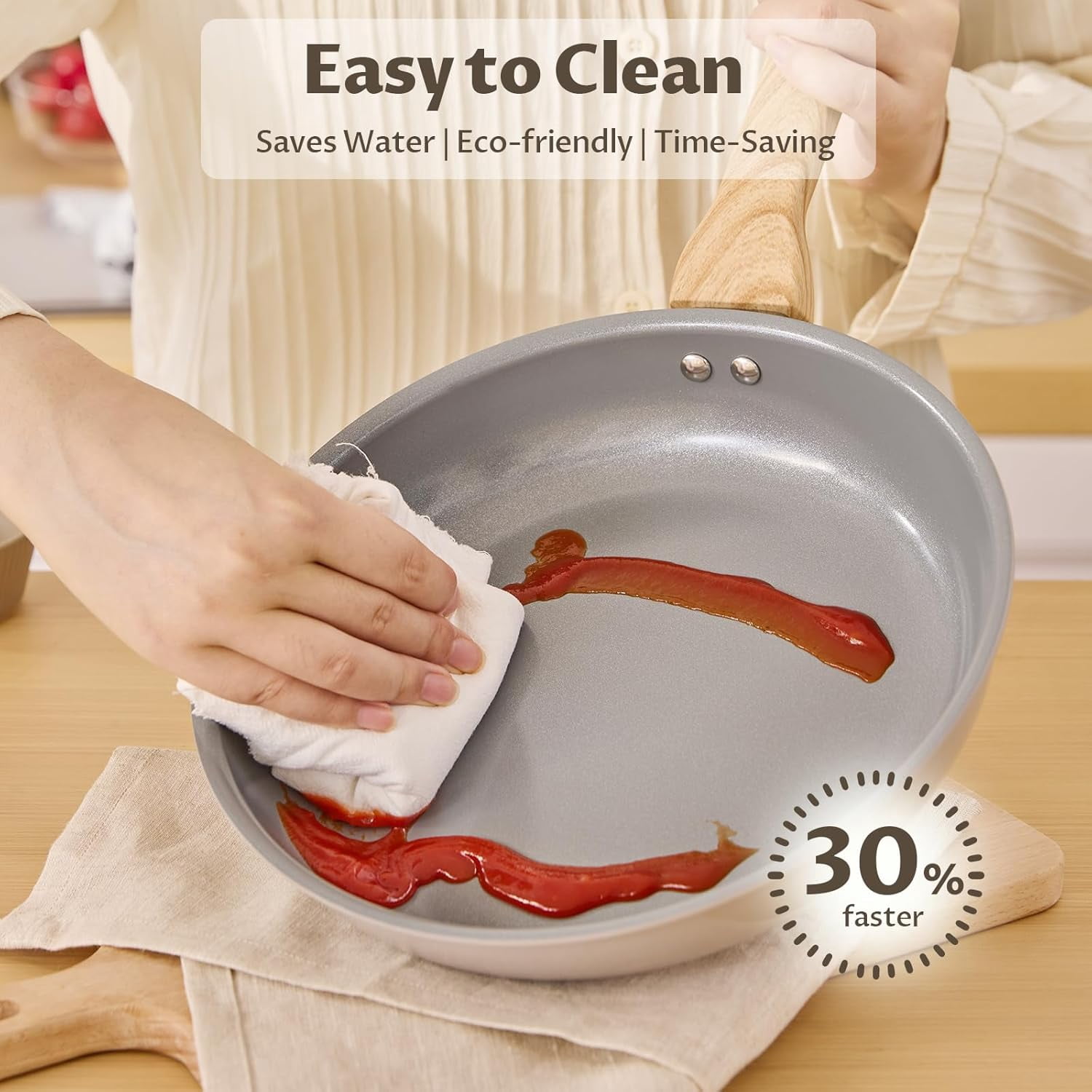 Non Stick Frying Pans Set, 3 Pieces Ceramic Frying Pan, Molecular-bonded Induction Base, Kitchen Chef's Pan, Omelet Pans, PFAS/PTFE , Compatible with All Stovetops