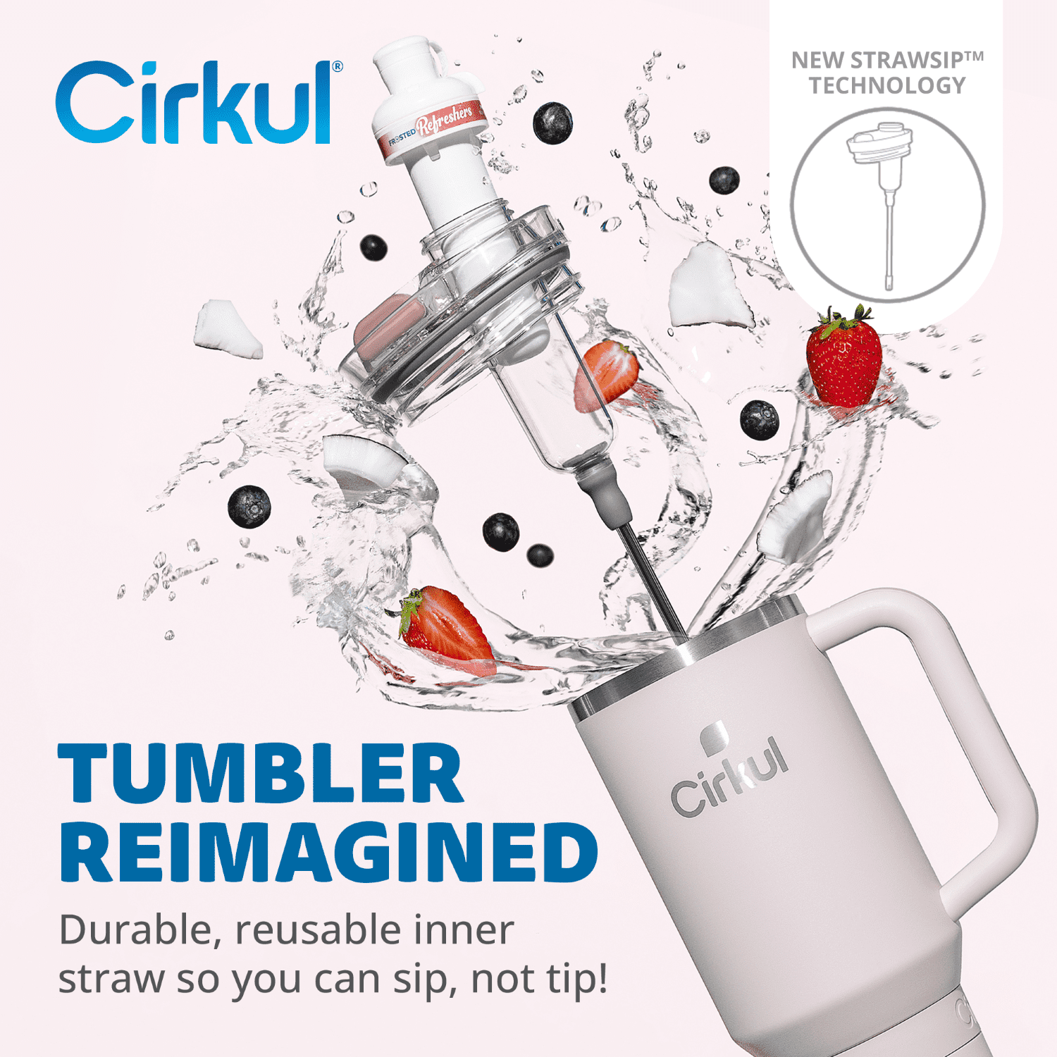 Cirkul 40oz All-Day StrawSip™ Tumbler, Cherry Blossom (Light Pink)., 40oz Cherry Blossom All-Day StrawSip™ Tumbler.
