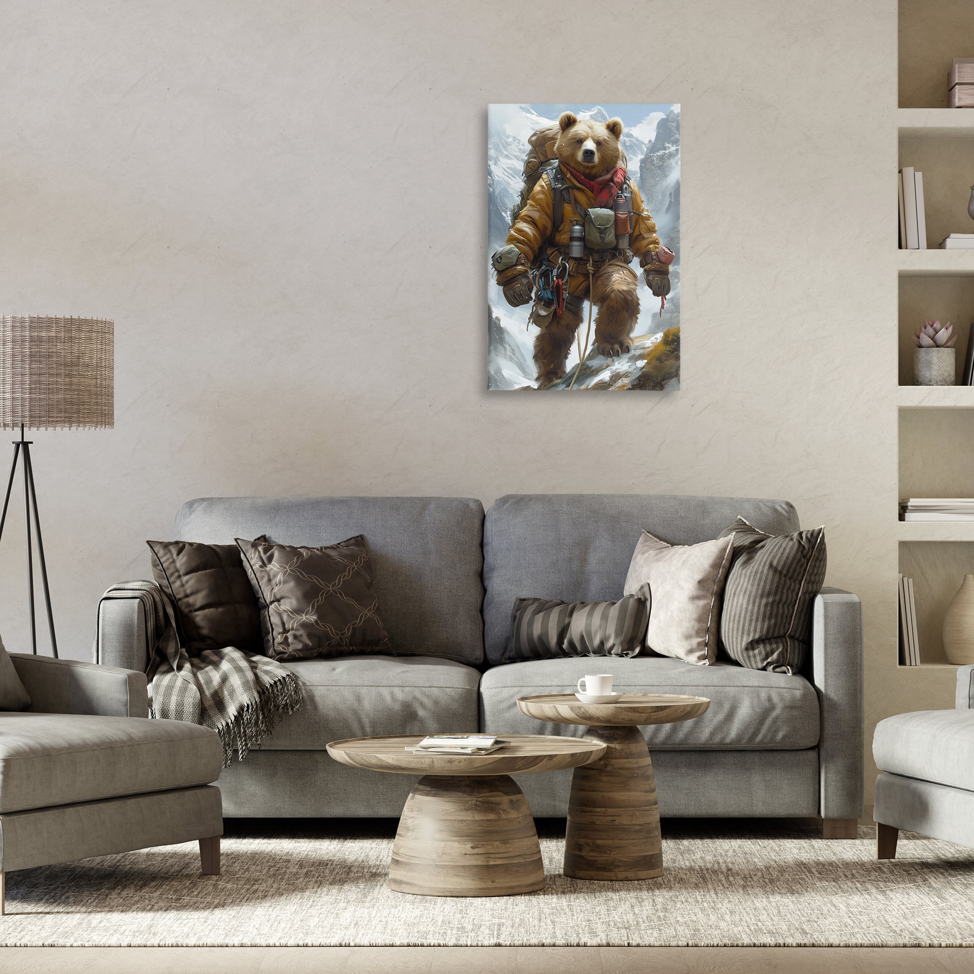 Stupell Industries Mountain Hiking Bear Animals & Insects Painting Gallery Wrapped Canvas Art Print Wall Art, 20 x 30