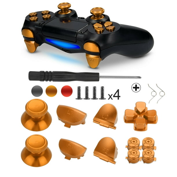 Metal Buttons For Ps4 Controller Tsv Aluminum Metal L1 R1 L2 R2 Joystick Thumb Sticks Buttons Replacement Compatible With Playstation 4 Ps4 Slim Pro Controllers Walmart Com Walmart Com